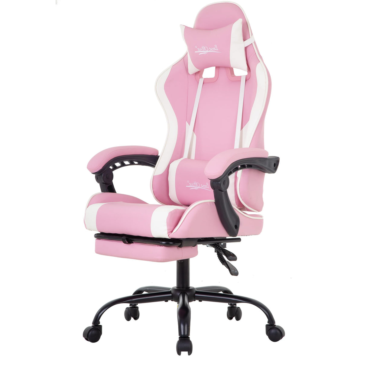 PayLessHere Ergonomic Racing Desk Chair Computer Chair Gaming Chair with Footrest Lumbar Support Headrest Armrest Task Rolling Swivel Ergonomic E-Sports Adjustable PC Gamer Chair (Pink) PayLessHere