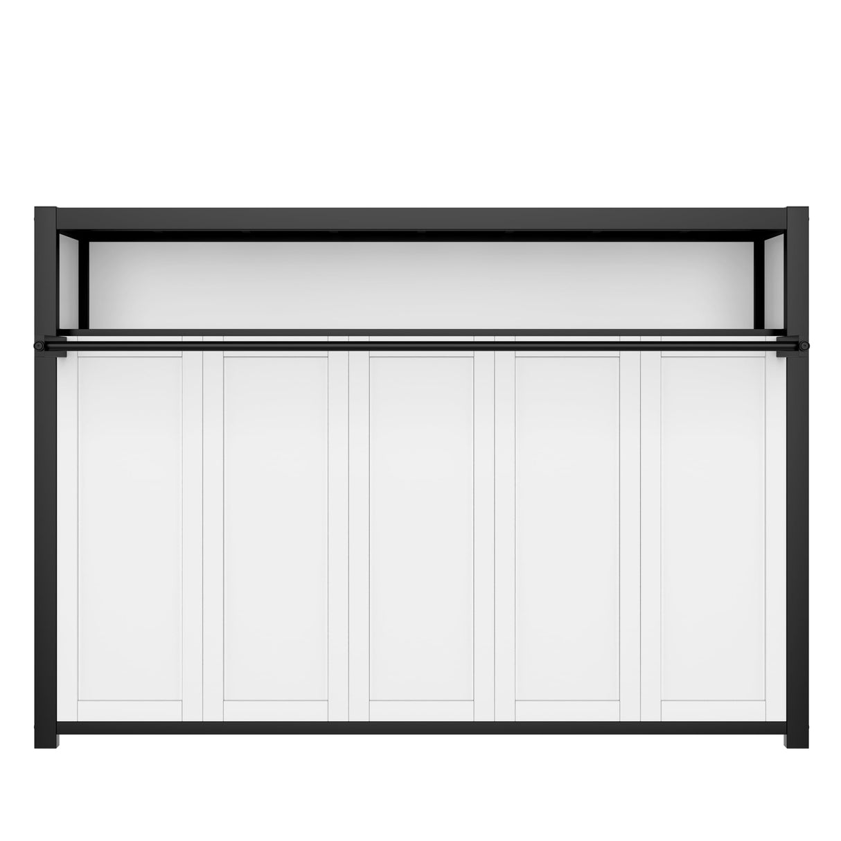 SOFTSEA Twin Size Horizontal Metal Murphy Bed, Heavy-Duty Foldable Wall Bed Frame Twin Murphy Bed Cabinet with Shelves for Guest Room Bedroom Office, White Black SOFTSEA
