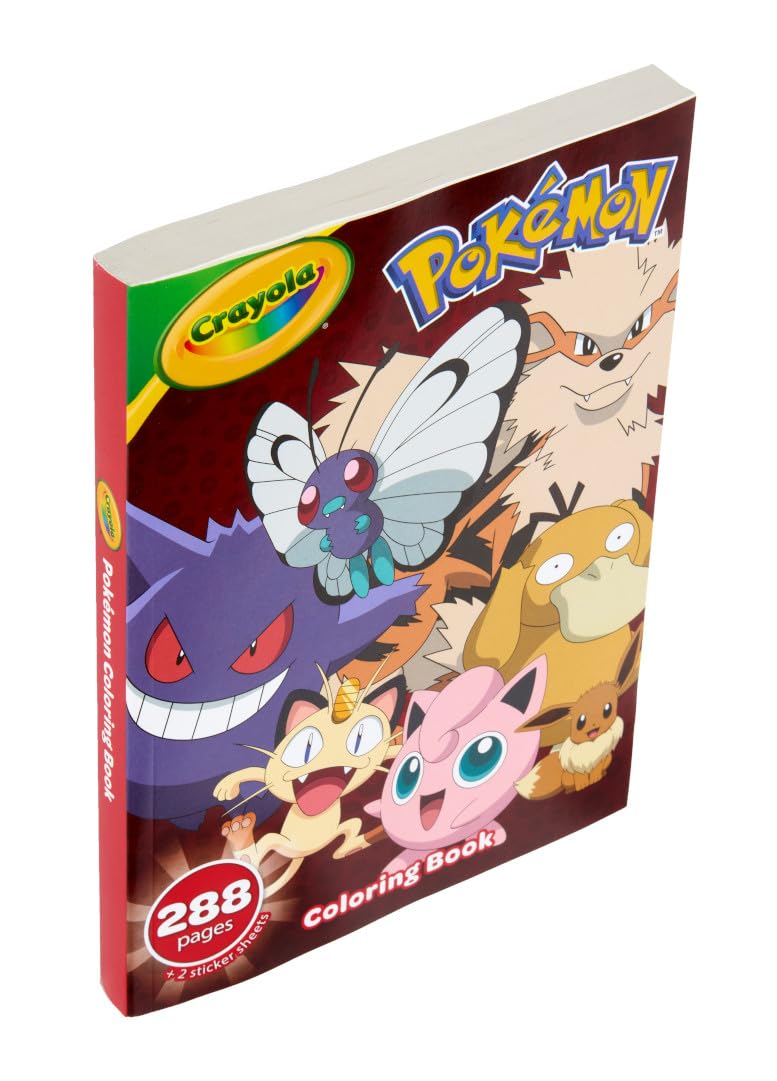 Crayola Giant Pokemon Coloring Book (288 Pages), 2 Sticker Sheets, Coloring Book for Kids & Adults, Travel Activity, Pokemon Gift for Kids, 3+ Crayola