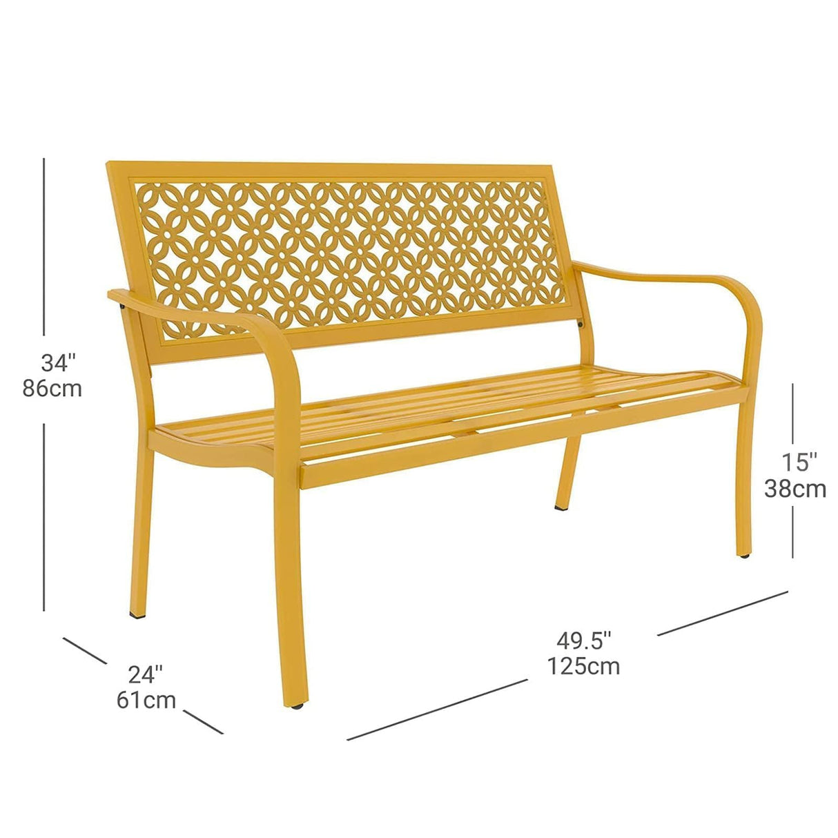 Grand patio 50" Outdoor Bench Garden Bench with Armrests Bench for Outdoors Lawn Yard Porch Sunflower Yellow Grand patio