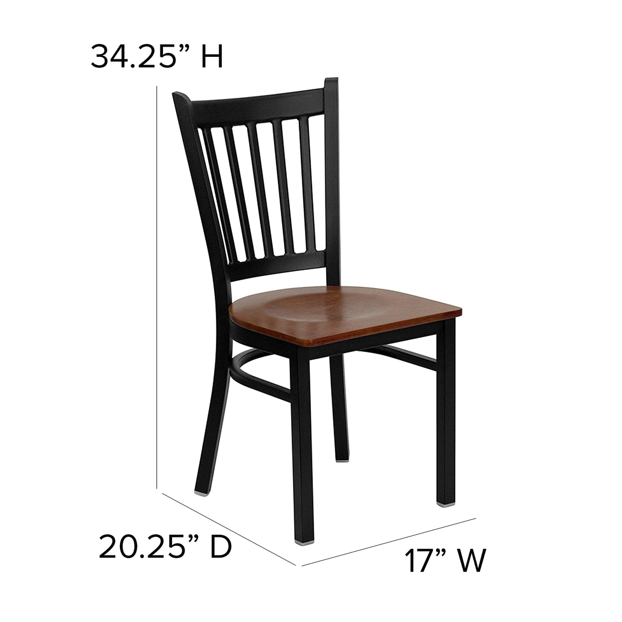 Flash Furniture HERCULES Series Black Vertical Back Metal Restaurant Chair - Cherry Wood Seat Flash Furniture