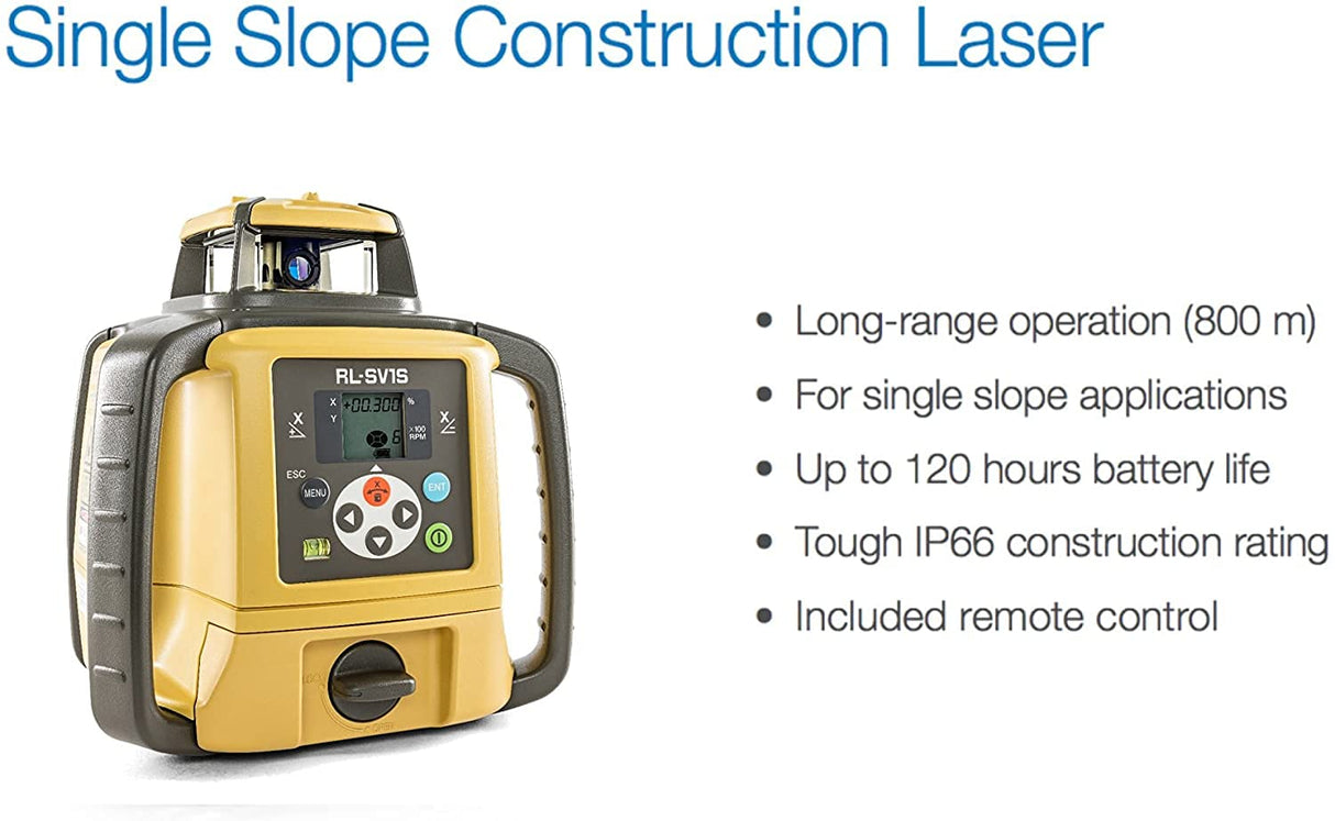Topcon RL-SV1S Slope Rotary Laser Rating Drop, Dust, Water Resistant Laser TOPCON