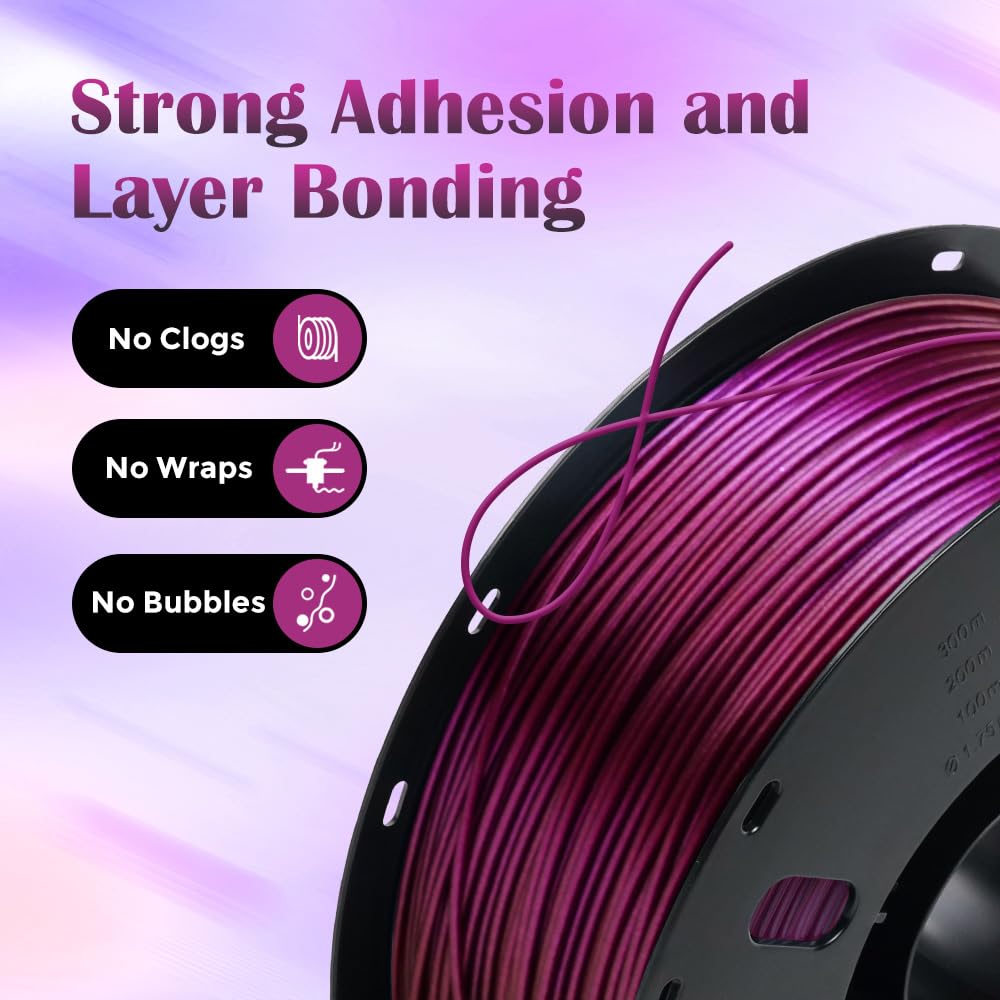 VOXELAB Chameleon HS PLA Filament 1.75mm+/- 0.02mm, Color Changeable Rapid PLA 3D Printer Filament, Max 500mm/s High Speed Printing, Changing Colors Filament 1kg Spool (2.2lbs),Abyssal Red Voxelab