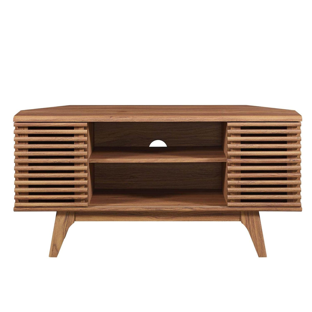 Modway Render Mid-Century Modern Low Profile Corner Media TV Stand in Wal, 15 x 46 x 23 Modway