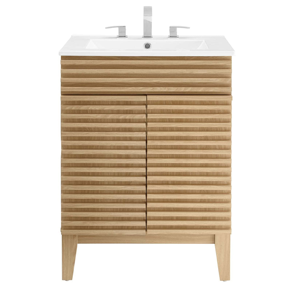 Modway Render Vanity Floor, 24 Inch, Oak/White Sink Modway
