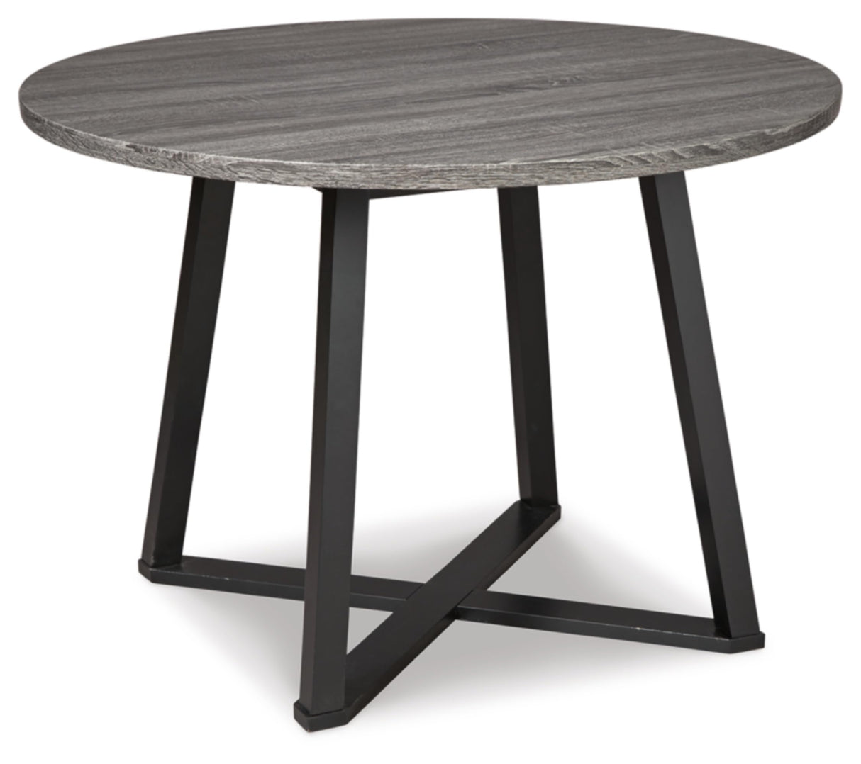 Signature Design by Ashley Centiar Mid Century Round Dining Room Table with Metal Legs, Gray & Black Signature Design by Ashley
