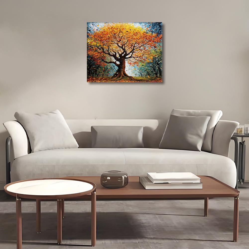 HULDFRDA Paint by Numbers Kit for Adults Beginner Tree Adult Paint by Numbers Tree of Life Adult Paint by Number Kits on Canvas DIY Painting Paint-by-Number Kits Fall Paint by Numbers Kit,16x20 Inch HULDFRDA