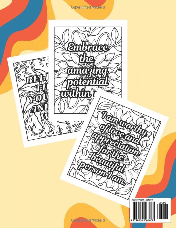 Motivational Positive Quotes: 50 Inspiration Affirmations Coloring Book For Adults & Teens WoodArtSupply