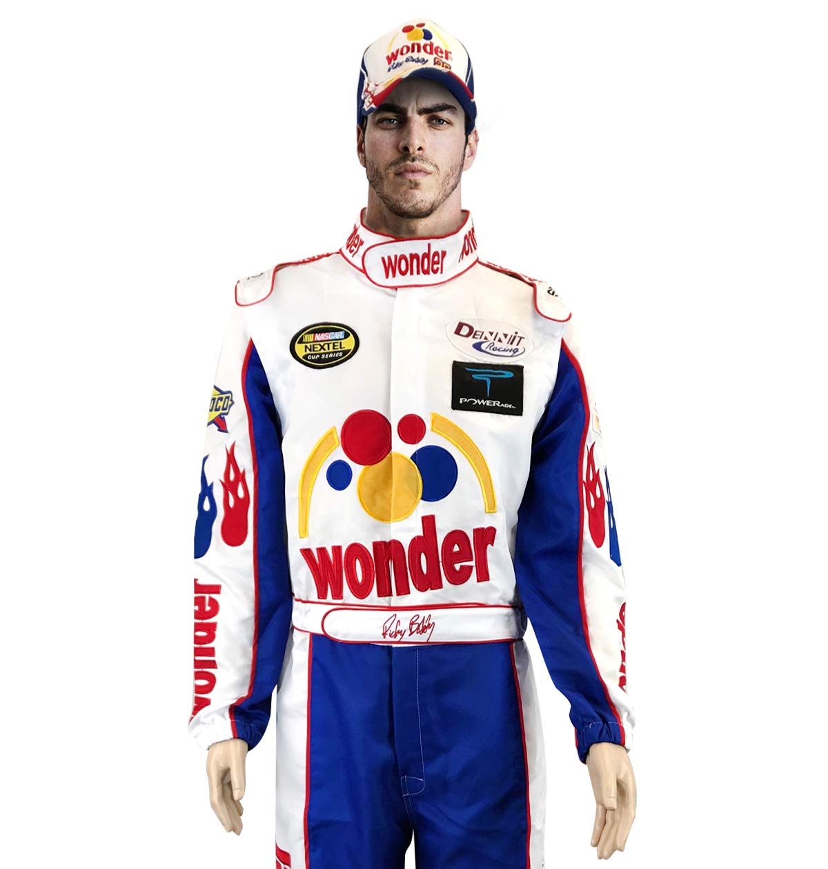 OEM Ricky Bobby Nascar Jumpsuit + Cap Full Costume Talladega Nights, Mix, X-Large OEM