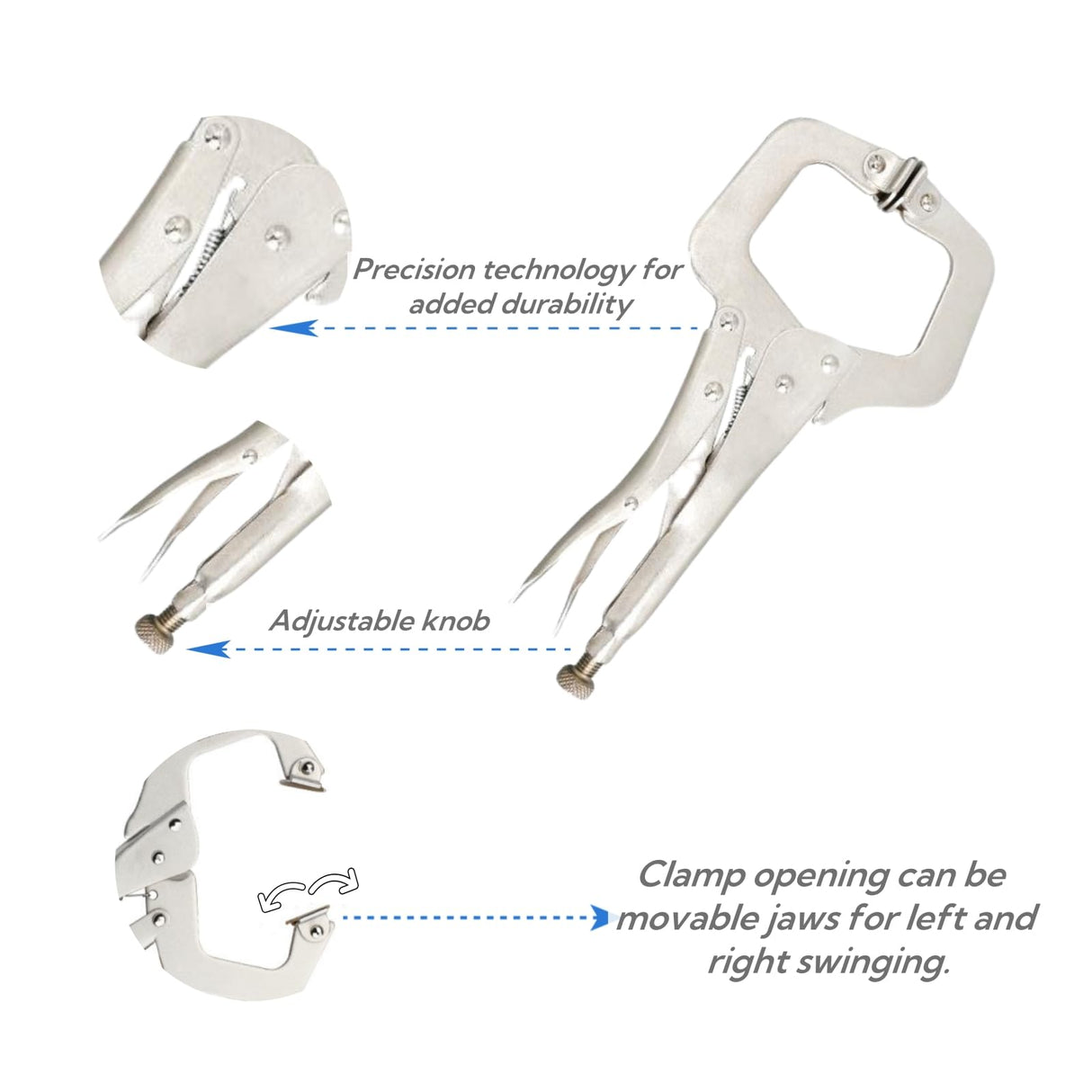 6 Inch C Clamp Locking, 6Pcs Heavy Duty Welding Clamps Pliers Set Vise Grip Clamps with Swivel Pad for Electrician Maintenance, Wood Working, Welding and Craftsmen Home Workshop Haokixin