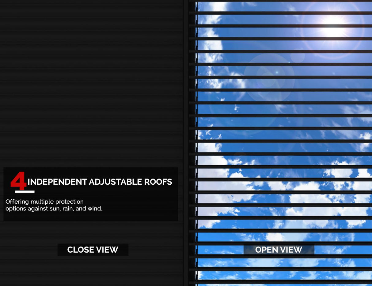 PURPLE LEAF Louvered Pergola 94AS 14' x 20' Outdoor Aluminum Pergola with Two Independently Adjustable Roof with 48 Light Bulbs for Backyard Garden PURPLE LEAF