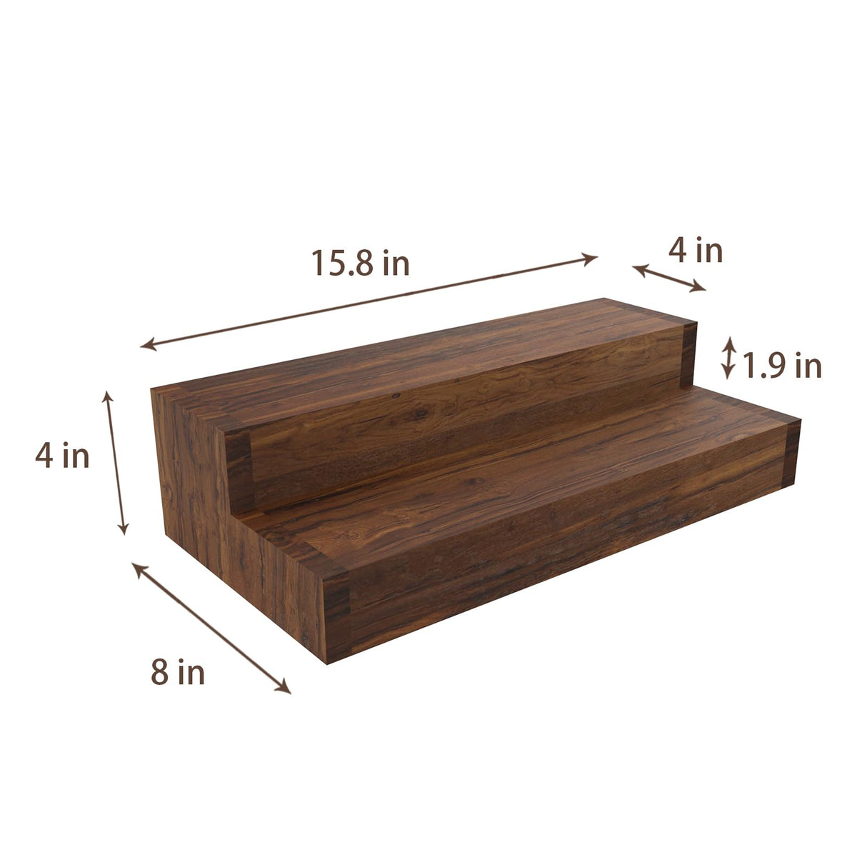 Liquor Bottle Stand - 2 Tier Liquor Bar Bottle Display Shelf, Holds 8 Bottles, Real Wood, Easy to Clean, No Installation Required - 15.8 Inch (Dark Walnut, 2 Tier) Tongmo