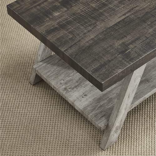 Roundhill Furniture Athens Contemporary Replicated Wood Regular End Table, Weathered Walnut and Gray Roundhill Furniture