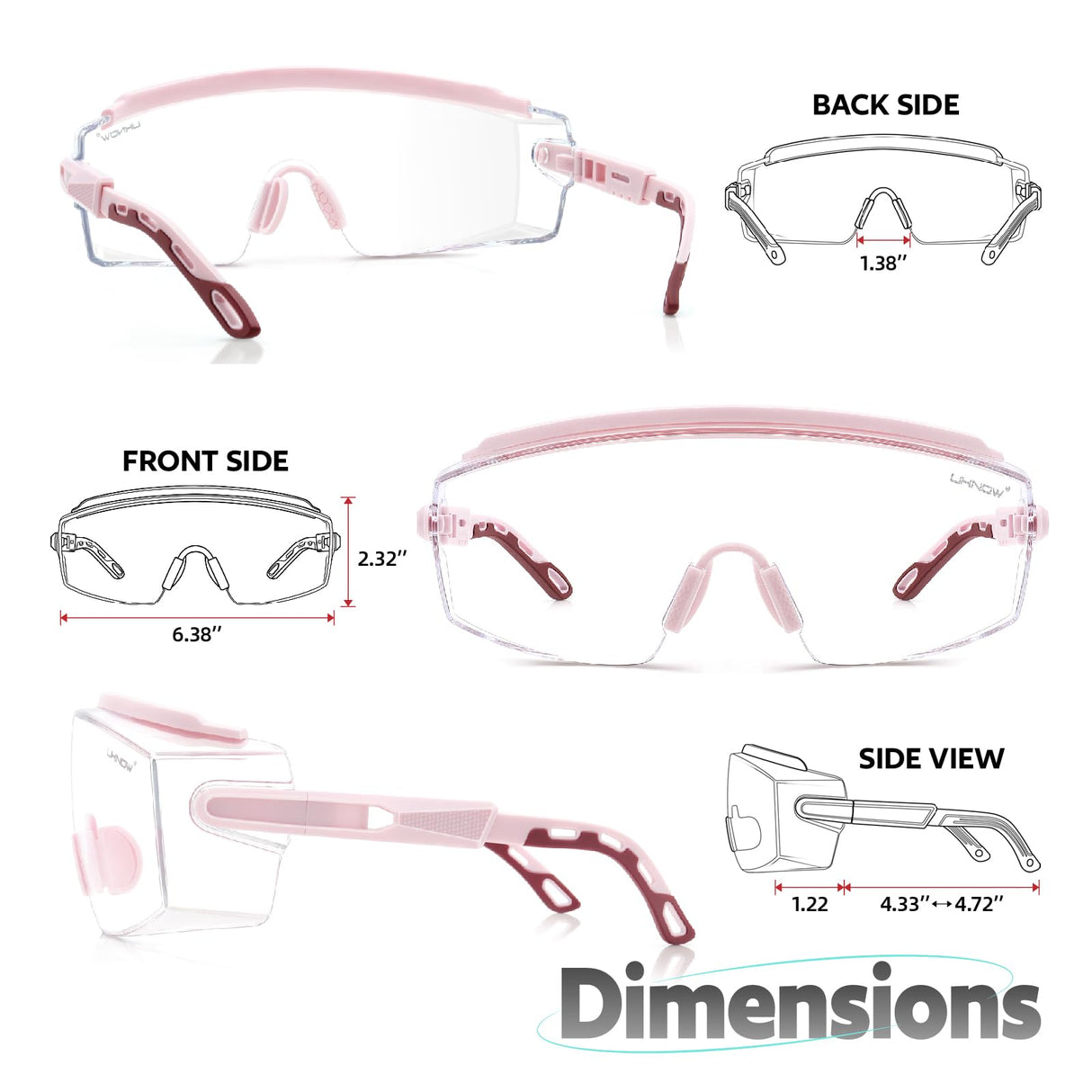 UKNOW Safety Glasses Over Eyeglasses, Anti Fog Safety Goggles ANSI Z87.1, Adjustable Protective Eyewear UKNOW