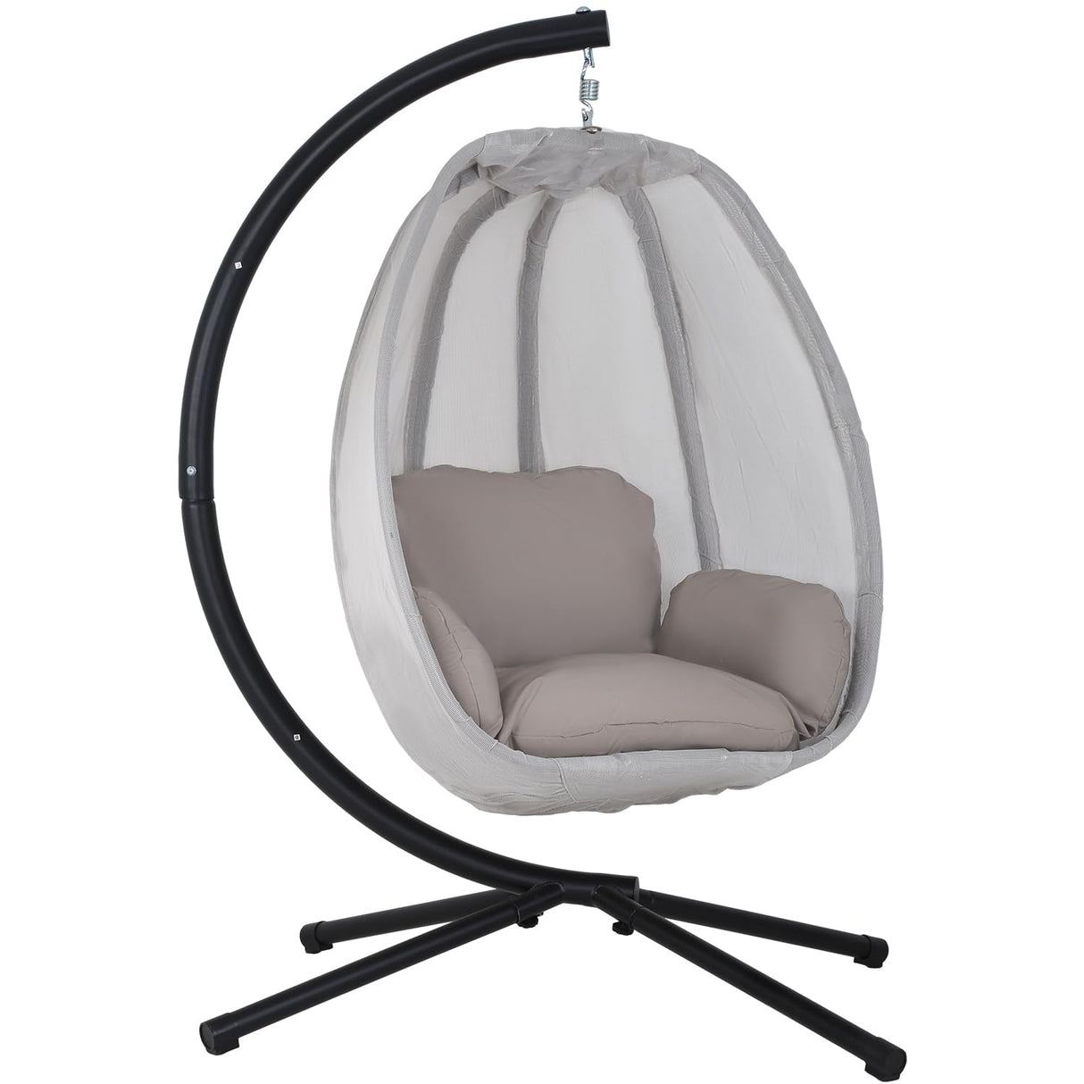 PayLessHere Egg Chair with Comfy Cushions Indoor Outdoor Hanging Chair Sturdy Heavy Duty Hammock Chair with Stand Cushions Breathable Fabric Cover for Patio Bedroom Garden Poolside, Grey PayLessHere