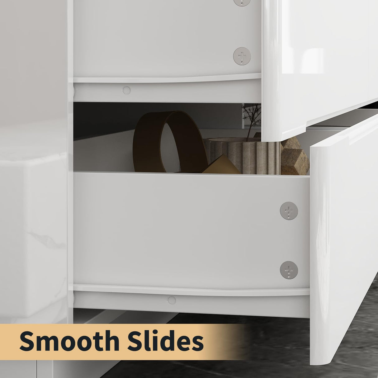 WOODTIME Modern 8 Drawer Dresser with LED Lights and Glossy Surface, 63" Large Dressers & Chests of Drawers Storage Tower Organizer for Bedroom, White WOODTIME