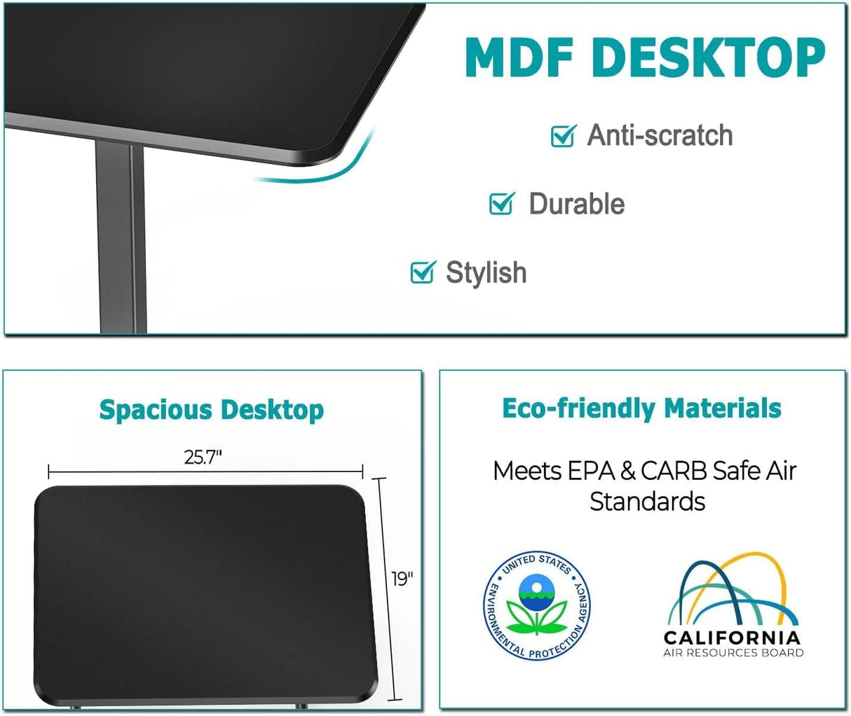 DUMOS Small Standing Desk Mobile Portable Rolling Laptop Desk on Wheels, Adjustable Height Table for Home Office, 19 Inch, Black DUMOS