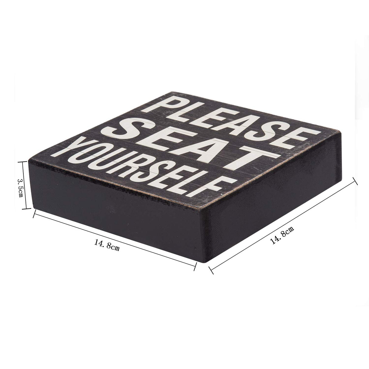 Yankario Farmhouse Funny Bathroom Signs Decor, Classic Wooden Box Sign 6" Square, Black/White Please Seat Yourself Yankario