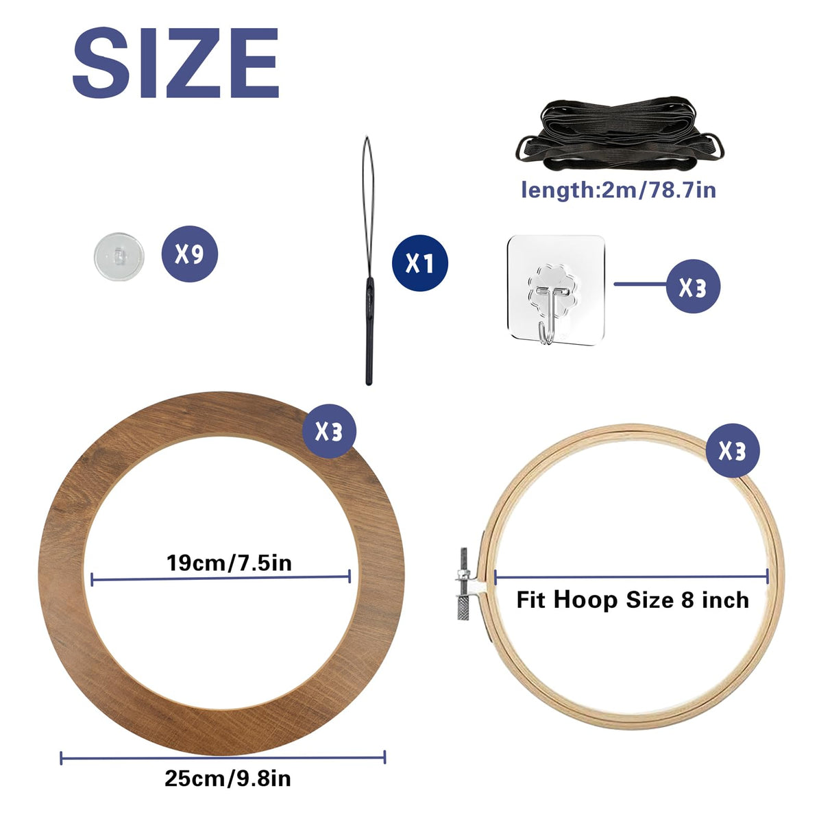 3 Sets Upgraded Wood Embroidery Frames with Bamboo Hoops, 8 Inch Round Embroidery Display Frame for Finished Cross Stitch and DIY Art Craft Sewing Ornaments (Easier to Install) JoyHuaTrade