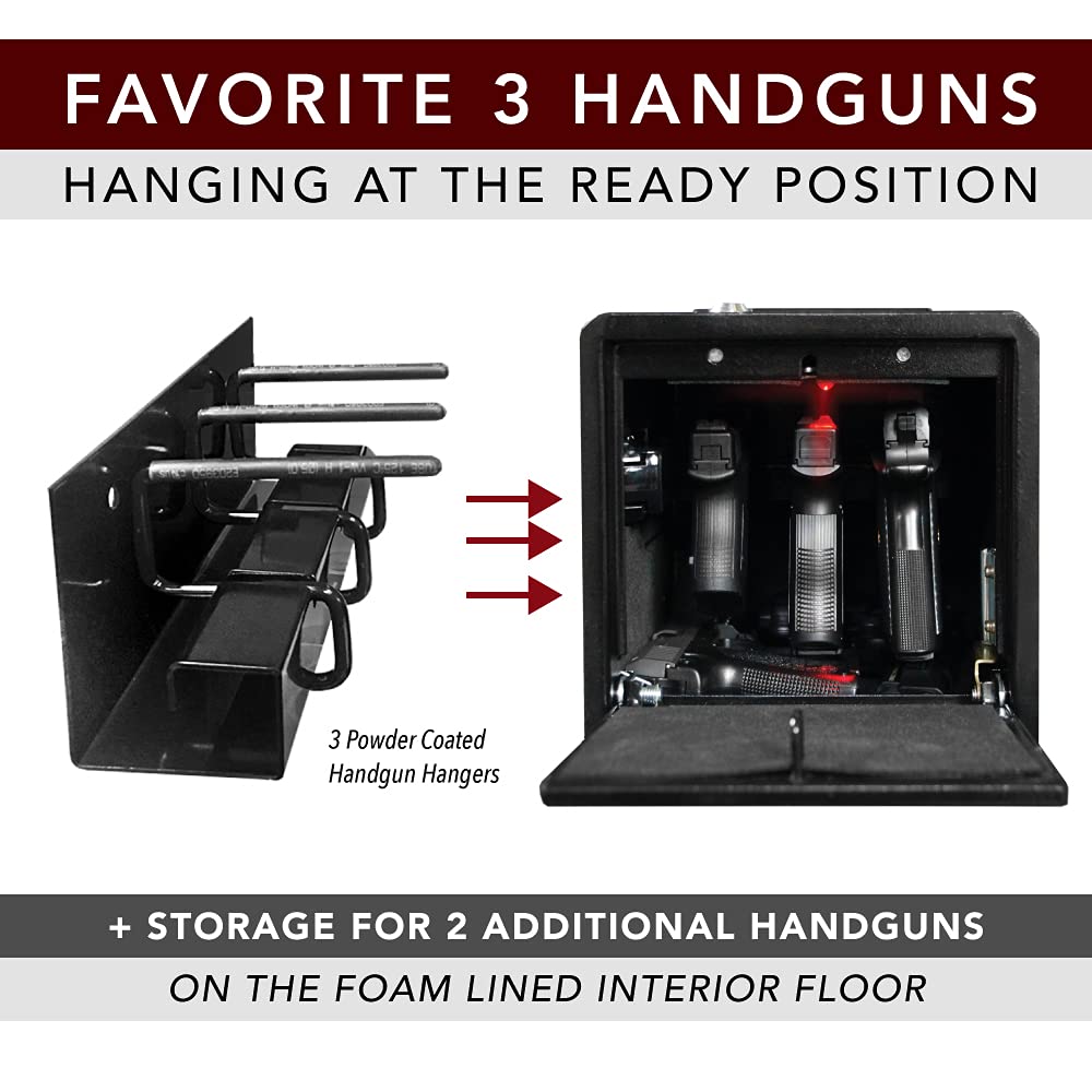 Stealth Biometric Handgun Hanger Safe Quick Access Pistol Security Box CA DOJ Approved Stealth