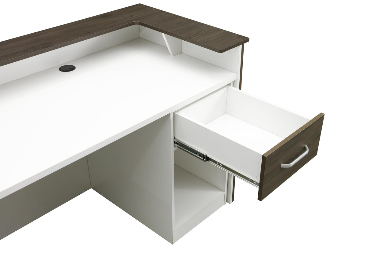 Mares 87" Wood Office Reception Desk Counter & Drawers w/Telescopic Rails & Chrome Handles | Cable Grommet Holes | Option to Add Logo | Front Table Furniture Nail Hair Beauty Salon Spa Restaurant Casa Mare