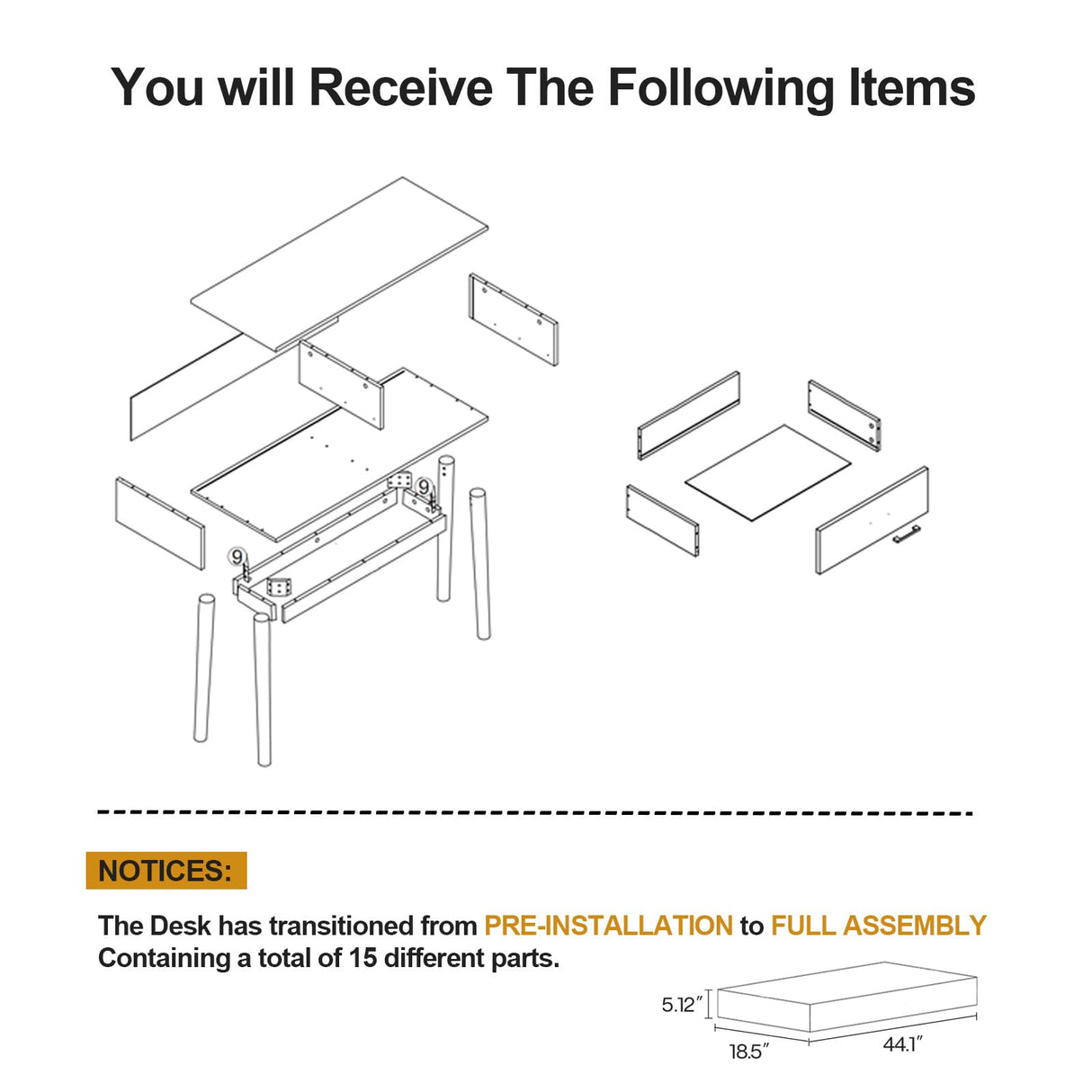 FUNKOCO White Small Desk with Drawers - 40 Inch Home Office Study Writing Desk for Bedroom, Vanity Desk with 4 Solid Legs, Modern Computer Desk for Small Spaces FUNKOCO