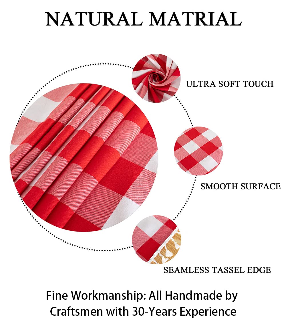 Buffalo Check Table Cover - 13''x72'' Red & White Cotton Checkered Plaid Table Runner for Farmhouse Dinners ShinyBeauty