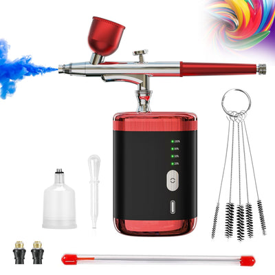 AirBrush Kit with Compressor Portable Barber Airbrush Kit 32PSI High Pressure Cordless Airbrush compressor, 1800mAh Rechargeable Auto Handheld Airbrush gun for Makeup, Nail Art, Painting, Cake Decor