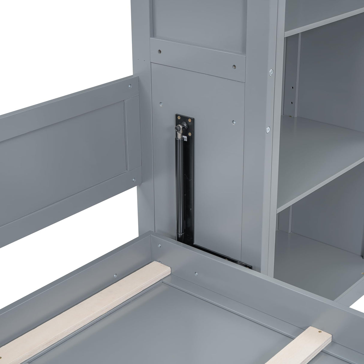 Harper & Bright Designs Queen Size Murphy Bed, Wooden Wall Bed with Shelves, Gray Harper & Bright Designs