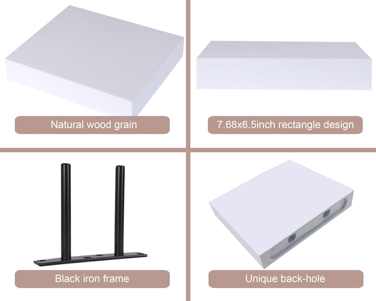 QsQueen Floating Shelves, Floating Shelves for Wall, Wall Shelves with Invisible Bracket, Bathroom Shelves, Bedroom Decor, Floating Shelf, Shelves for Wall Storage, Display Shelf, Set of 2 QsQueen