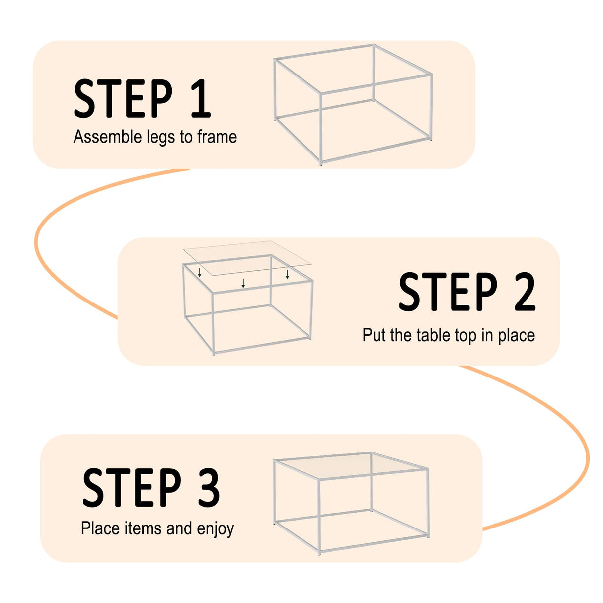 Glass Coffee Table Square Coffee Table for Small Space,Modern Minimalist Center Table for Living Room Home Office,Tempered Glass-top with Sturdy Metal Frame,Easy Assembly,27 x 27In, White Easy Paws