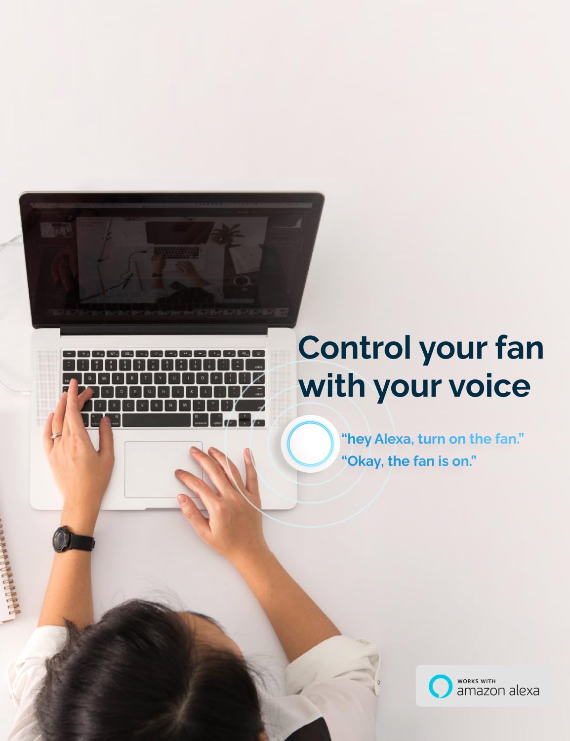 Orison Smart Bladeless Low Profile Ceiling Fan with LED-RGB Ambient Lighting Compatible with Alexa/Google Assistant/App Control, 6-Speed Color Change, Quiet Operation with Remote &App,19.7" (White) Orison