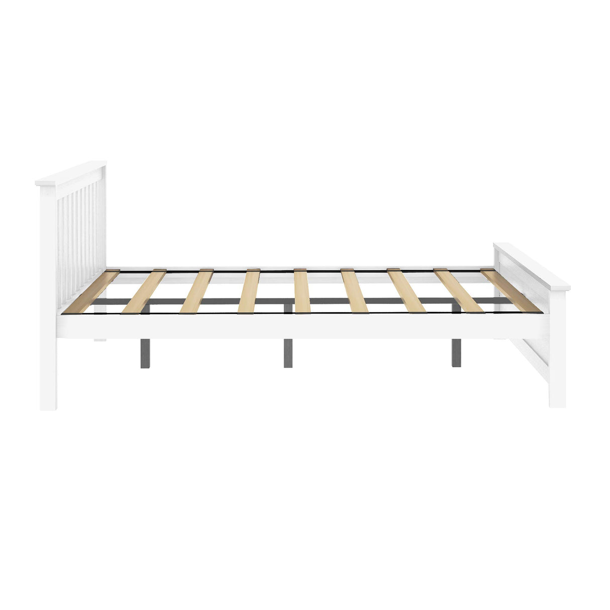 Max & Lily Queen Bed Frame with Slatted Headboard, Solid Wood Platform Bed for Kids, No Box Spring Needed, Easy Assembly, White Max & Lily