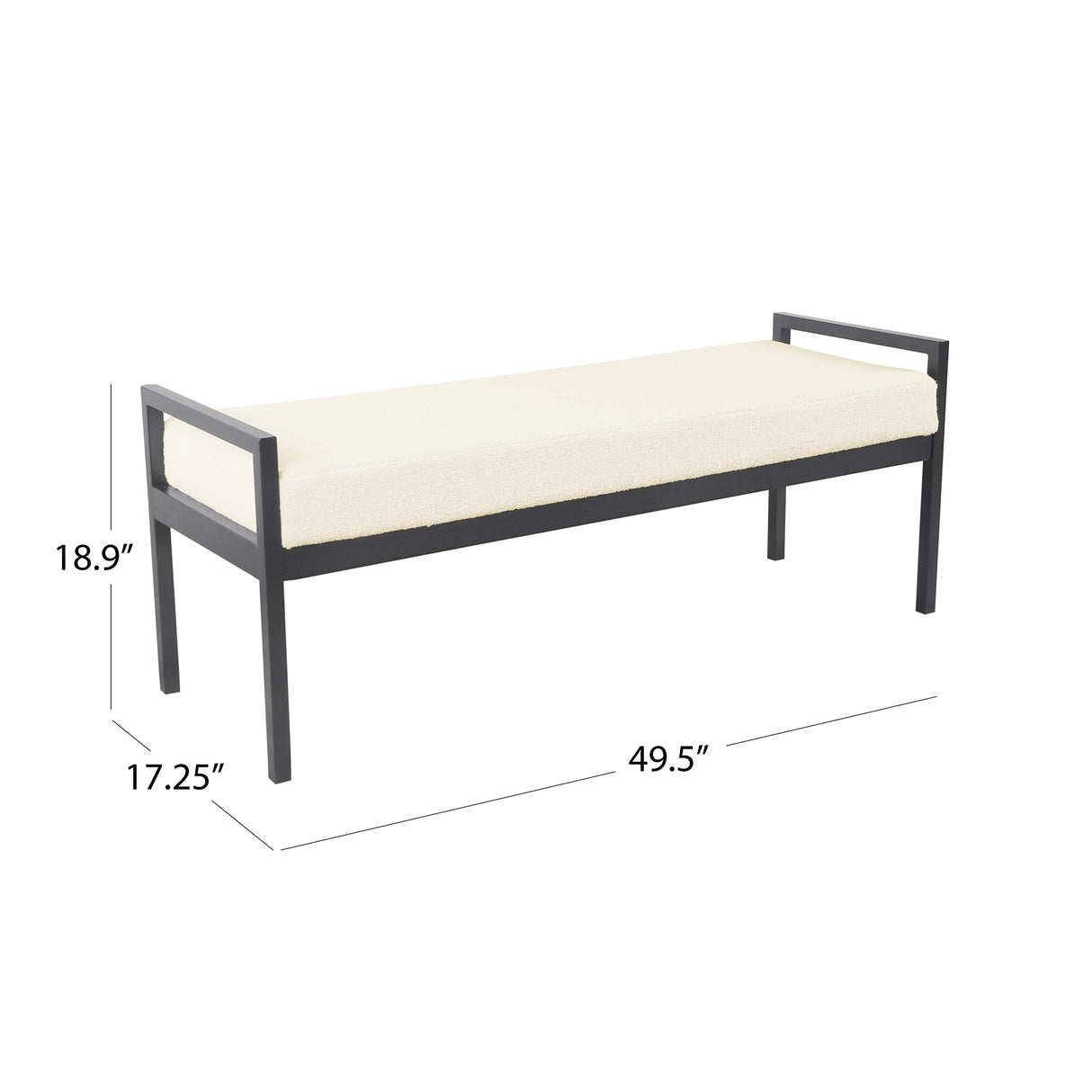 HomePop Modern Metal Bench|Bench for Living Room & Bedroom | Decorative Home Furniture -Sherpa Cream HomePop