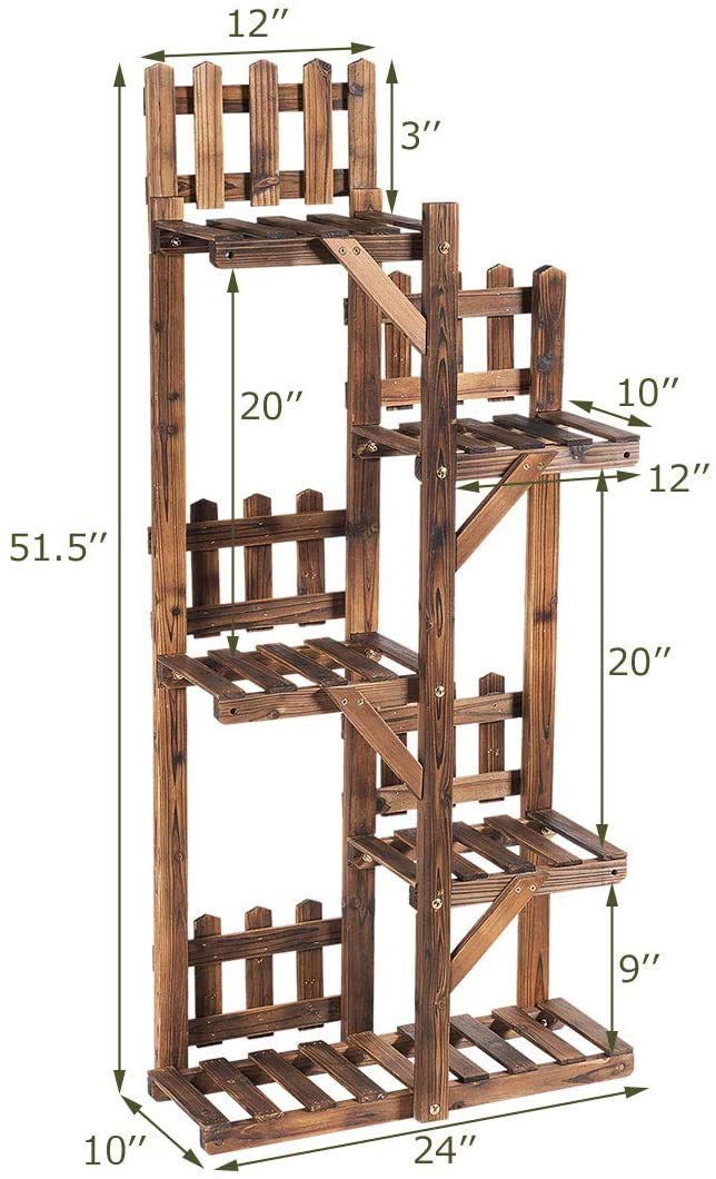 Giantex Wood Plant Stand Rack 5 Tier 6 Potted, Multiple Plant Stand Flower Pots Holder Display Shelf Rack Planter Indoor Outdoor for Garden Corner Balcony Patio Living Room Giantex