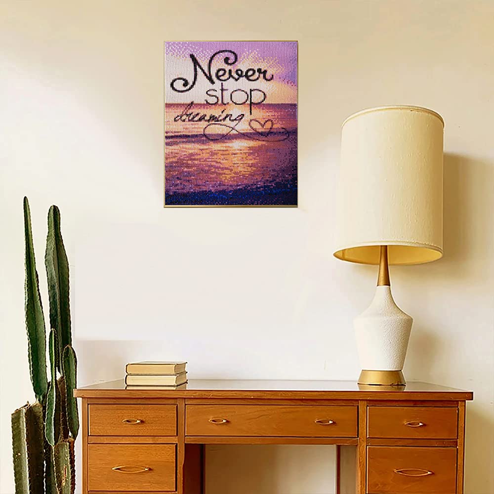 PDSLAIKE Inspirational Quote Diamond Painting Kits - DIY Craft Beach Diamond Art Motivational Sayings Office Wall Decor 11.8x15.7in PDSLAIKE