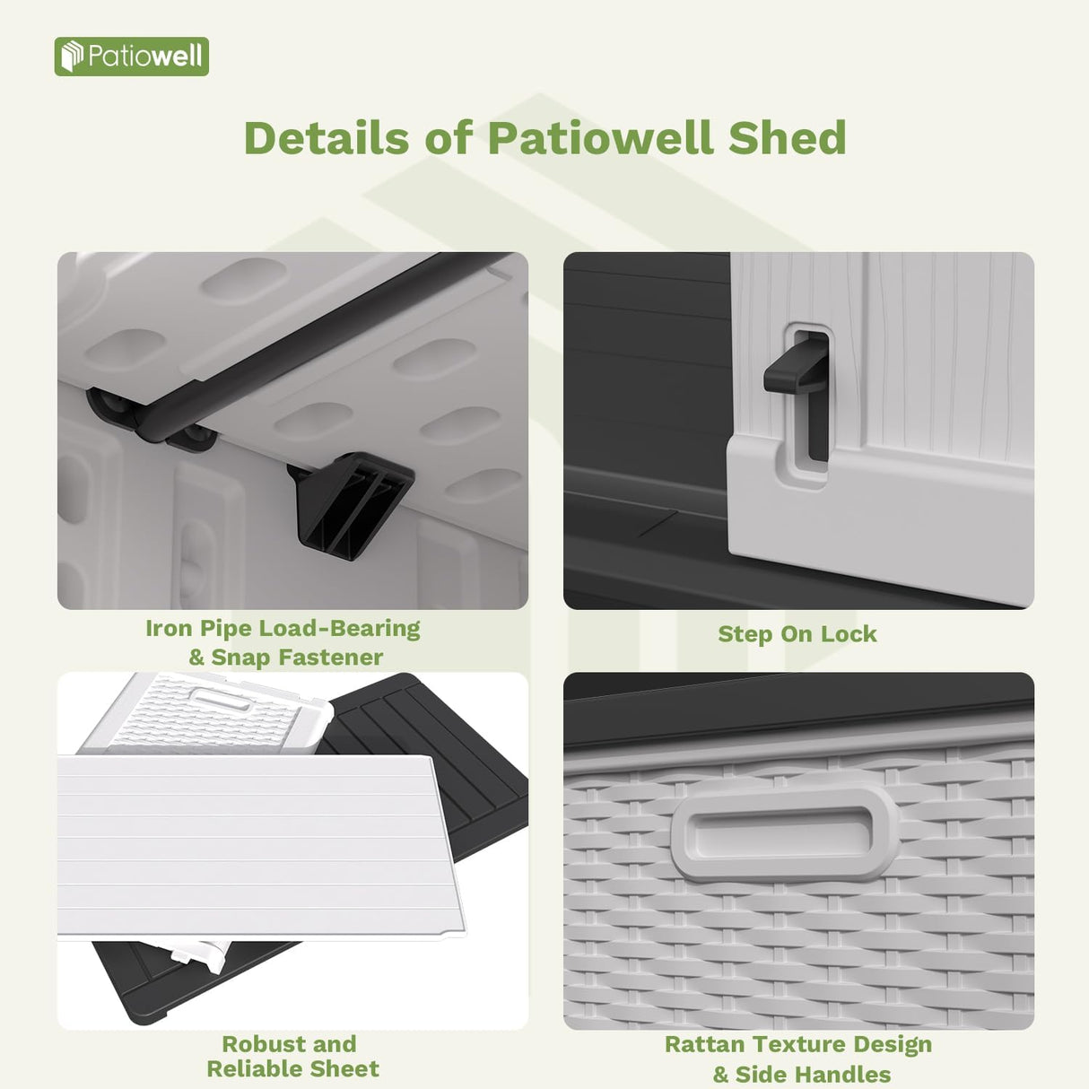 Patiowell 26 Cu.ft Plastic Outdoor Storage Cabinet, Lockable Waterproof Horizotal Storage Shed, Tool Box for Patio, Garden Tools, Garbage Cans, Pool Supplies, Easy Assembly, White(Not Include Shelves) Patiowell