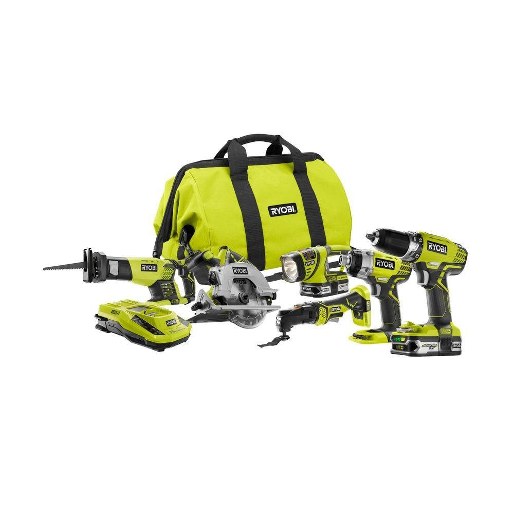 RYOBI P884 18-Volt ONE+ Lithium-Ion Combo Kit (6-Tools) RYOBI