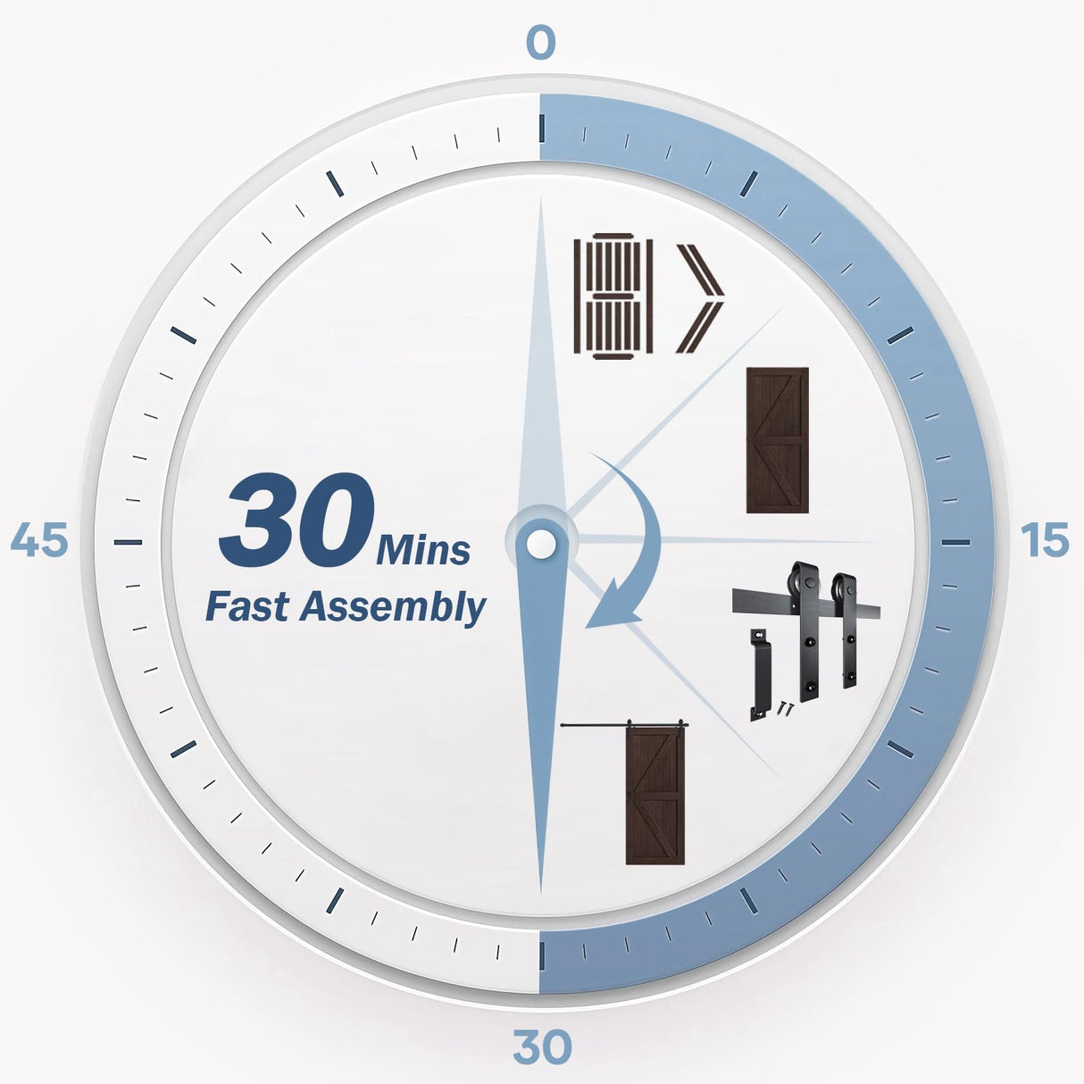 FREDBECK 36in x 84in Brown Barn Door with 6.6ft (79inch) Barn Door Hardware Track Kit and Handle Included, Double Surfaces,Simple Assembly is Required,K-Frame,Coffee FREDBECK