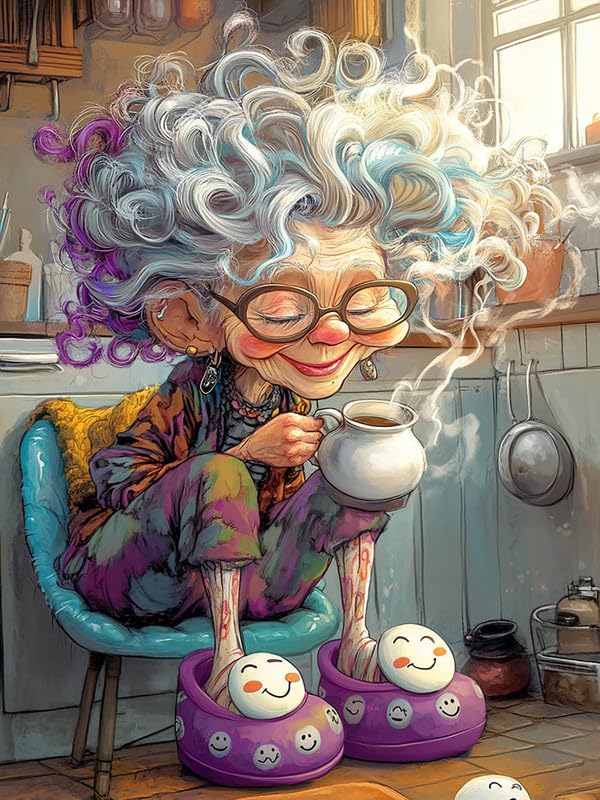 Bimkole 5D Diamond Art Kits for Adults Cartoon, Full Drill DIY Rhinestone Embroidery Set Paint with Diamonds Art Grandma by Number Kits Cross Stitch Home Wall Craft Decor 12x16 Inch Bimkole