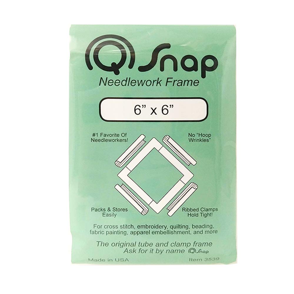 Q-Snap Set: 6 x 6 inch and 8 x 8 inch Frames Plus Decorative 'Needleworker' Sticker ThingamaJungle