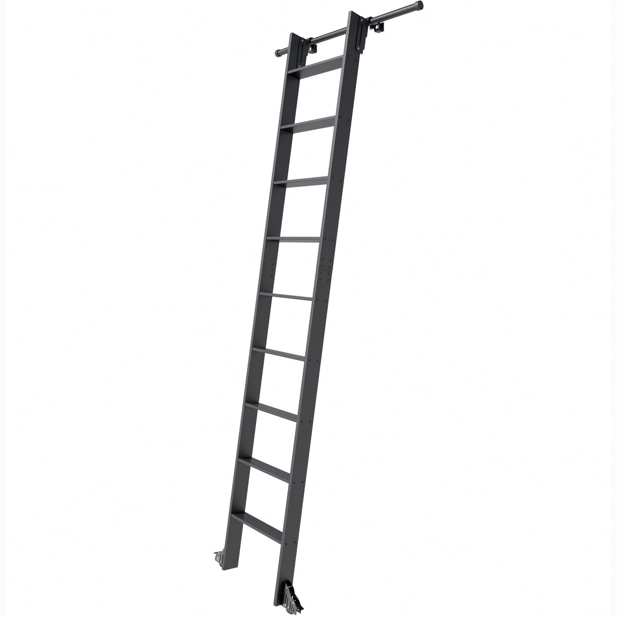 HARDJULAN 108" Black Sliding Library Ladder with 4FT Telescopic Hook Track – Lightweight Aluminum Rolling Ladder with Braking Wheels, Kit for Home, Loft, and Bookshelves HARDJULAN