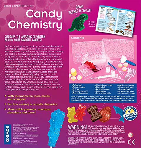Thames & Kosmos Candy Chemistry | Science Kit | Rock Candy, Chocolates, Gummy Bears, Wintergreen Candies | 48 Page Full-Color Manual | Ages 10+ | Learn Chemistry, Have Fun | Cooking Science Thames & Kosmos