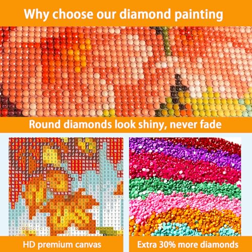 USZDL Sunset Landscape Diamond Art Kits for Adults,Wave Heart 5D Diamond Painting Kits for Beginners,Diamond Dots Round Full Drill Paint with Diamonds Pictures DIY Gem Art Painting Craft Kits 12x16in USZDL