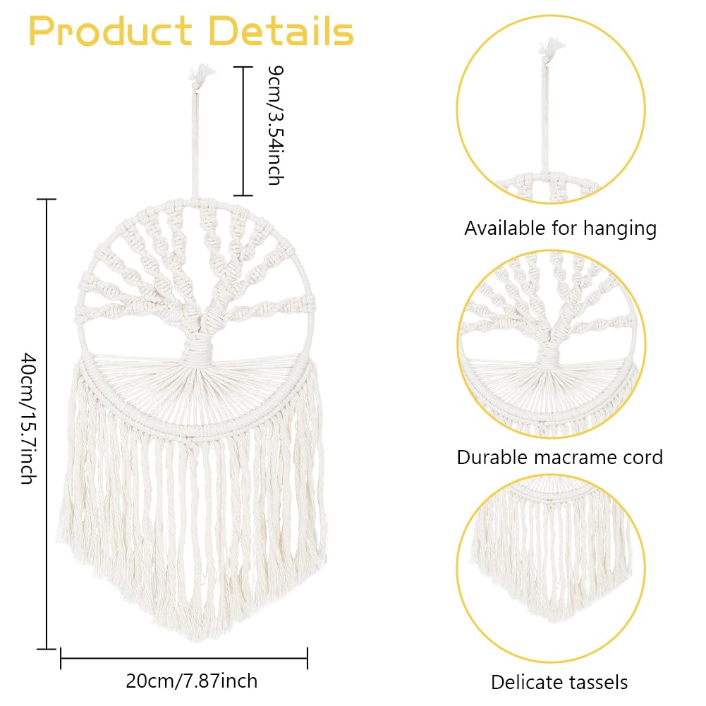 FREEBLOSS DIY Macrame Tree of Life Wall Hanging Kit Macrame Tapestry Wall Hanging Tree of Life Dreamcatcher Wall Hanging Decor for Living Room Macrame Kit for Beginner with Instruction FREEBLOSS