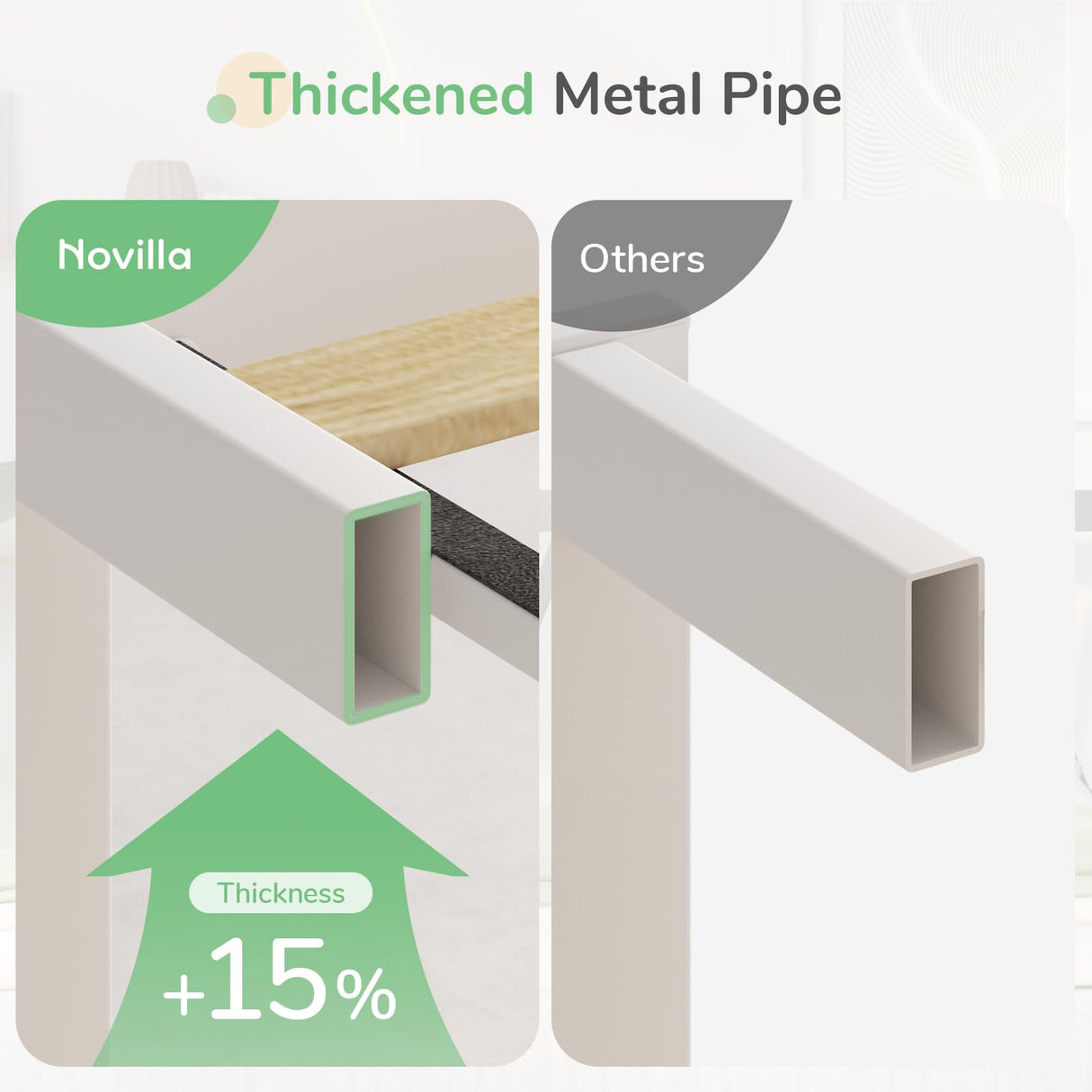 Novilla Queen Bed Frame with Headboard, Metal Platform Bed Frame, Heavy Duty, No Box Spring Needed, Wood Slat Support, Easy Assembly, White Novilla