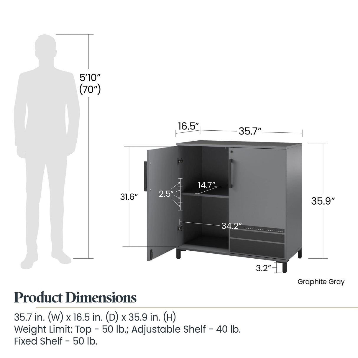 SystemBuild Evolution Shelby Garage Base Cabinet 2 Door, Graphite SystemBuild Evolution