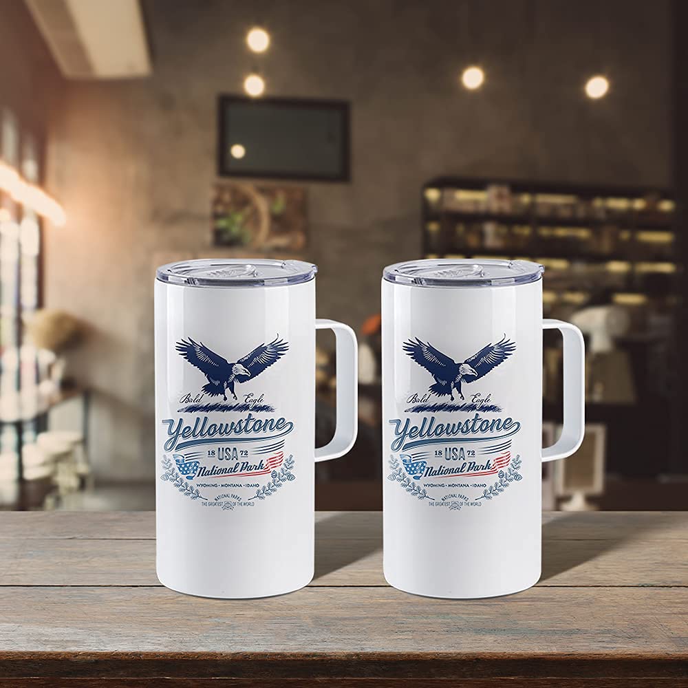 PYD Life 4 PCS Sublimation Blank Tumbler 20 OZ White Mugs with Handle,Stainless Steel Coffee Travel Mug with Sliding Lid for Cricut Mug Press Machine PYD Life