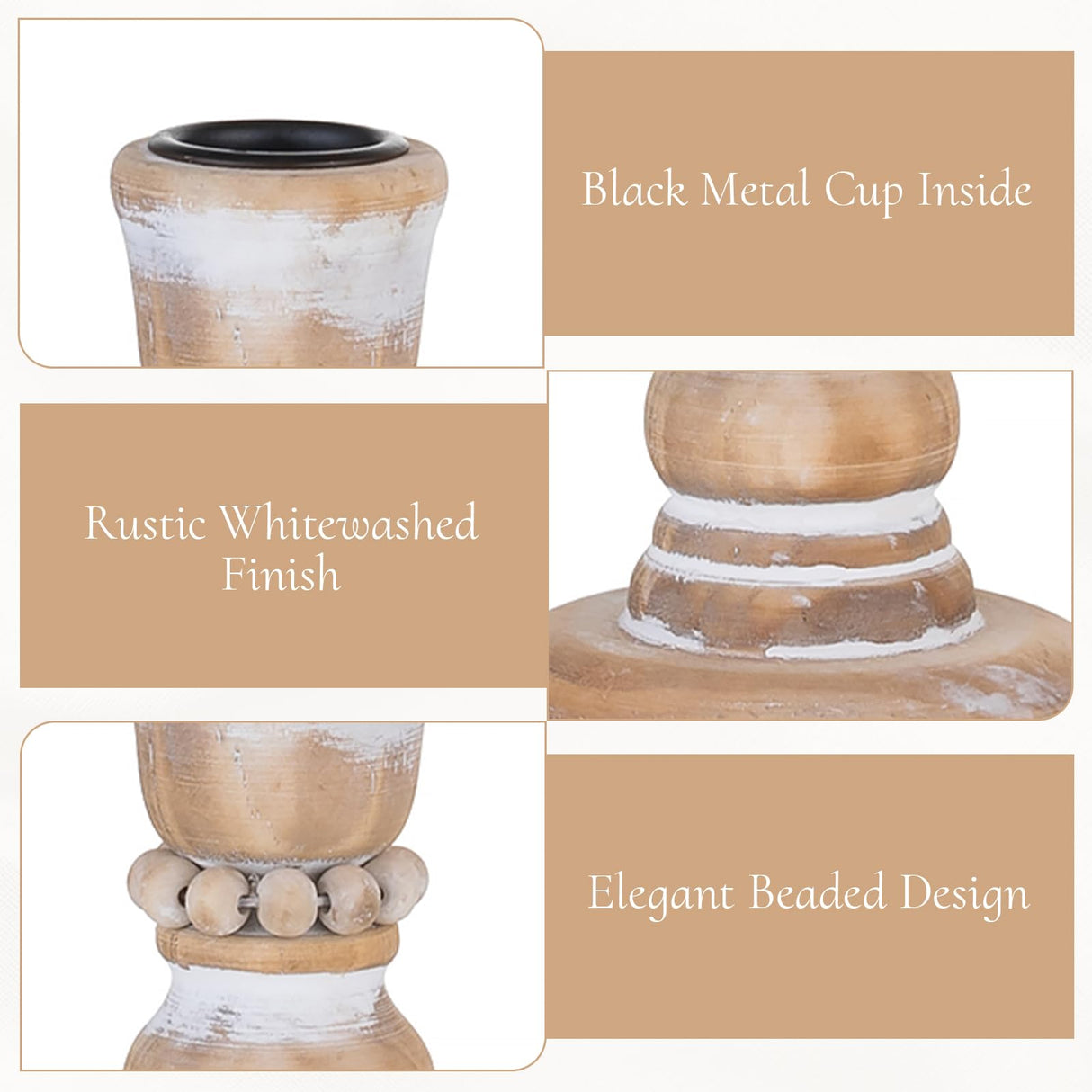 Inweder Wooden Candlestick Holders Rustic: Farmhouse Wood Taper Candle Holders Boho Candle Sticks Holder Decor for Home Dinning Table Mantle Party Holiday Christmas Wedding Set of 2 Inweder