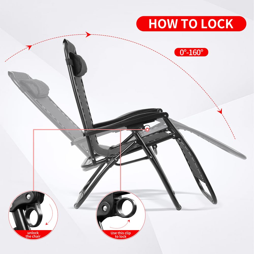 EZONE 1 Chair Zero Gravity Lounge Chairs Outdoor Adjustable Reclining Patio Chair Steel Mesh Folding Recliner for Pool Beach Camping Lounge Chair with Pillows and Cup Tray (1, Brown) EZONE